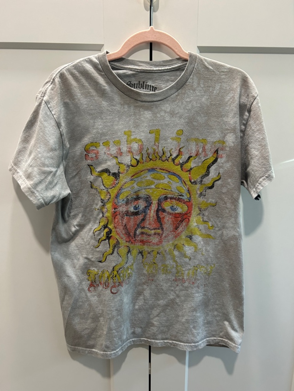 Sublime Women's Grey Short Sleeve Graphic Tee - Yellow Sun Design